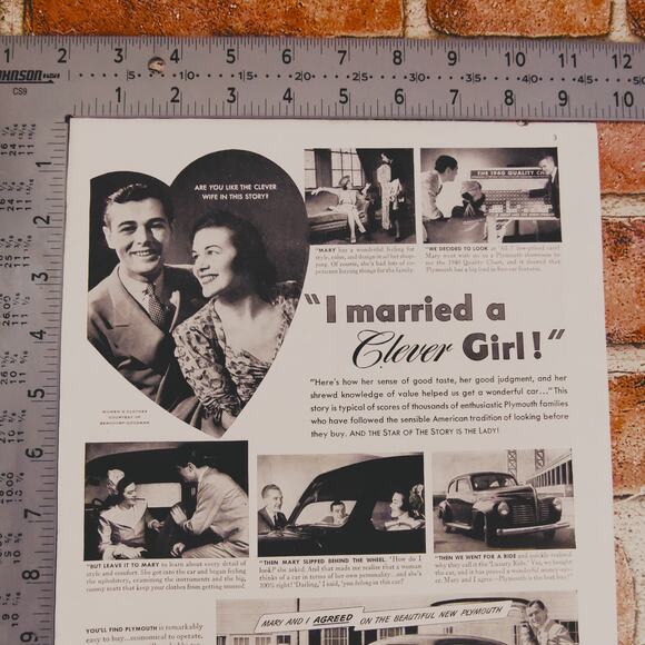 1940 Vintage Plymouth Print Ad "I Married a Clever Girl" Classic Car Advertising - Picture 6 of 11